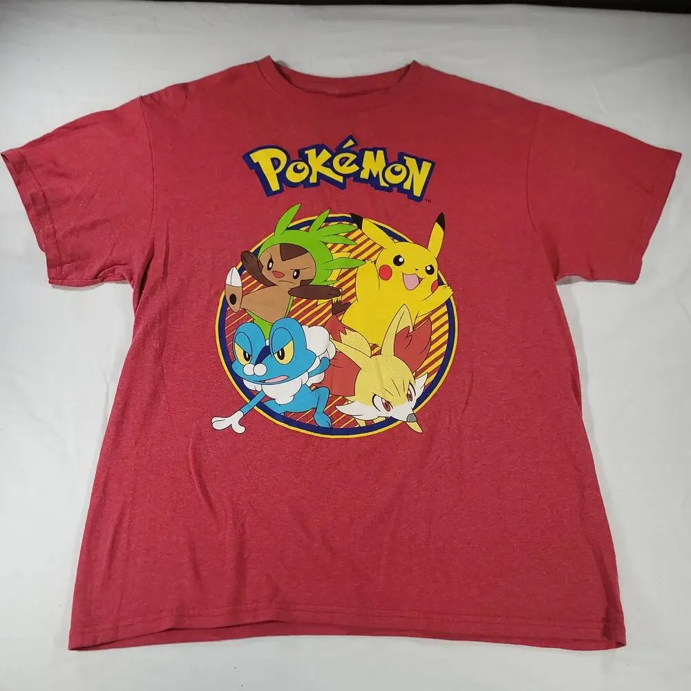 Pokemon Graphic Crew Neck Short Sleeve Shirt Youth Boys Size Extra Large XL Red